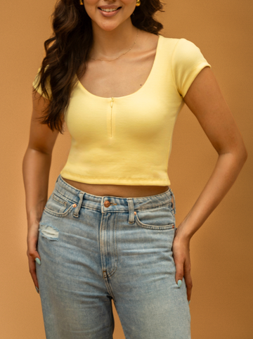 Ribbed Zipper Baby Tee