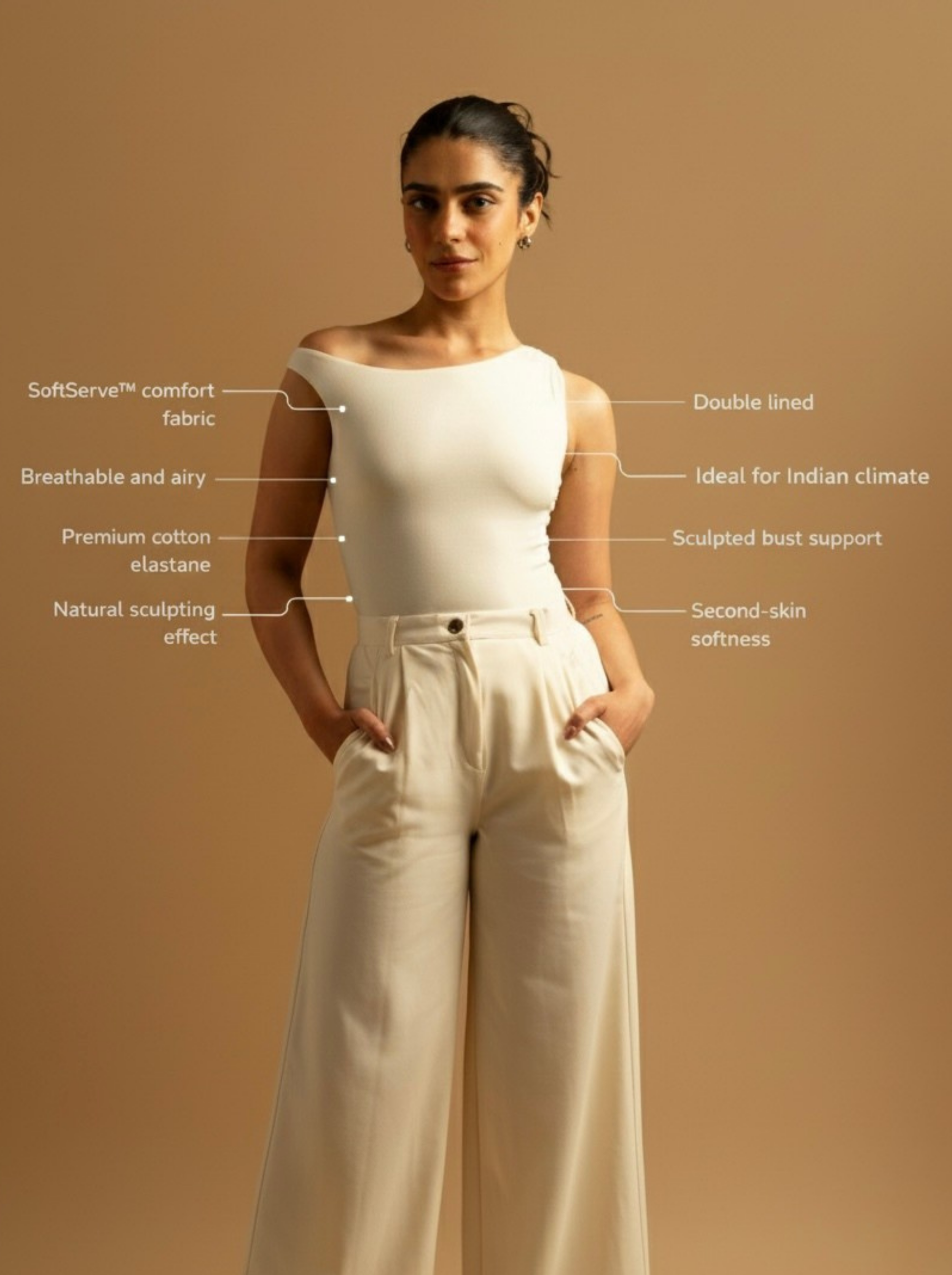 Black off-shoulder bodysuit by ButterBawd with long sleeves and fitted design, displayed on a hanger against a neutral background.